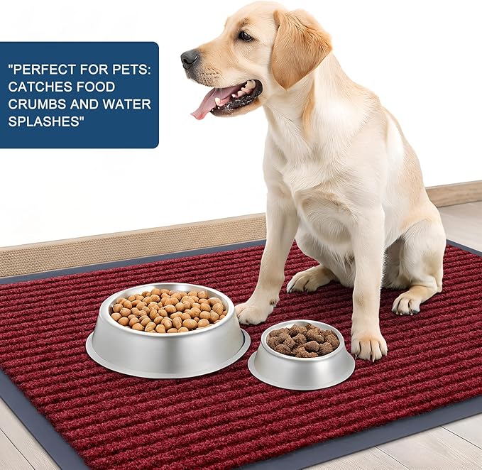 OLANLY Front Door Mat Indoor Outdoor Entrance, Waterproof Heavy Duty Doormat, Fade Resistant, Low Profile, Easy Clean Patio Porch Welcome Floor Mats for Entry, 47x30, Wine Red