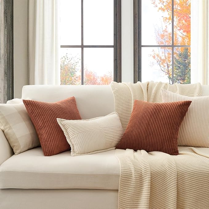 Topfinel Decorative Terracotta Throw Pillow Covers Cushion Cases, Set of 4 Soft Velvet Modern Double-Sided Designs, Rustic Home Decor, Pillow Inserts Not Included (16x16 inch)