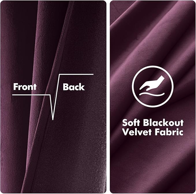 MIULEE Velvet Curtains Purple Orchid Elegant Grommet Thermal Insulated Soundproof Room Darkening Curtains/Drapes for Classical Living Room Bedroom Decor 52 x 96 Inch Set of 2