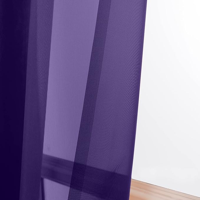 OWENIE Purple Sheer Curtains 96 Inch Length, Elegant Sheer Curtains for Bedroom, Window Voile Sheer Curtain Panels/Drapes/Treatment for Living Room, 2Pcs, Each 42" W x 96" L