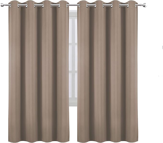 LEMOMO Cappuccino Thermal Blackout Curtains/52 x 72 Inch/Set of 2 Panels Room Darkening Curtains for Bedroom