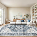 AMADA HOMEFURNISHING 9x12 Washable Area Rug, Low-Profile Large Area Rug with Non-Slip Backing & Durable Edge Binding, Vintage Large Rugs for Living Room, Bedroom & Dinning Room