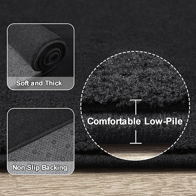 Amearea Modern Area Rugs for Bedroom Living Room, 4x6 Feet Black Thickened Memory Foam Rug, Fluffy Indoor Washable Rugs Non Slip Minimalist Carpet for Kids Boys Girls Dorm Nursery Room Decor