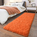 Soft Runner Rugs for Bedroom Hallways, 2x6 Orange Fluffy Shag Throw Area Rug Non Slip for Bedside Dorm, Long Shaggy Furry Carpet for Nursery Living Room