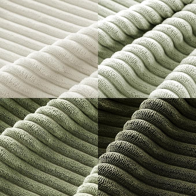 MIULEE Boho Farmhouse Throw Pillow Covers 20x20 Inch Set of 4 Mordern Neutral Green Cushion Covers Soft Corduroy Nordic Home Decor for Spring Couch Bed Sofa Living Room Green-White