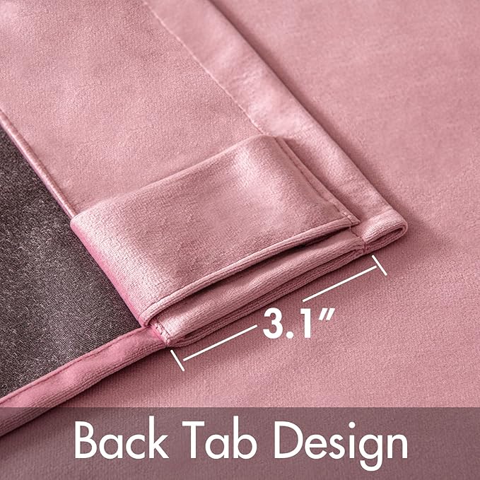 MIULEE Velvet Curtains 90 inches 2 Panels - Luxury Blackout Curtains for Girls Bedroom Nursery Living Room Thermal Insulated Super Soft Window Drapes Rod Pocket & Back Tab, Blush Pink, W52 x L90 inch