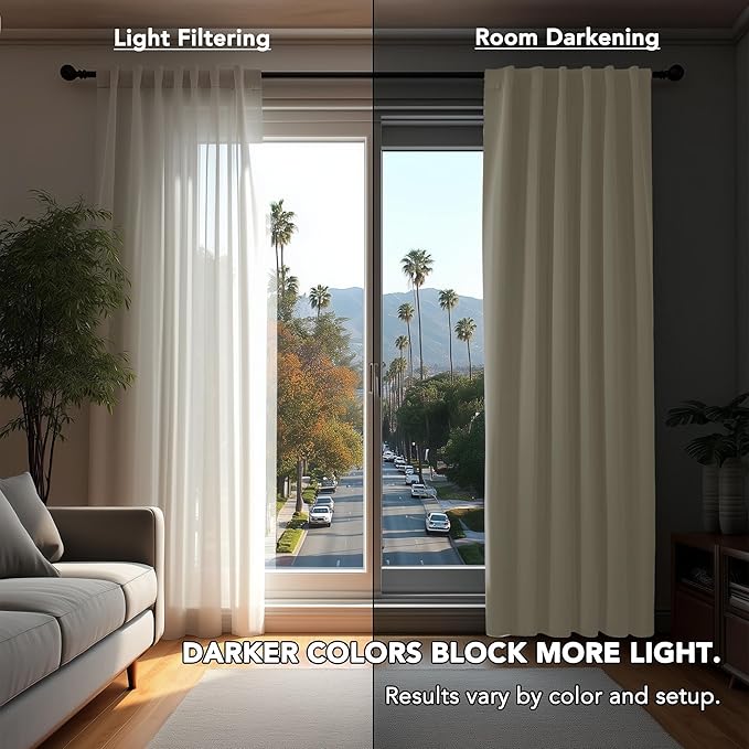 Deconovo Blackout Curtains, Thermal Insulated, W52 x L84 2 Panels, Back Tab, Machine Washable, Room-Darkening Drapes for Bedroom/Living Room Light Beige