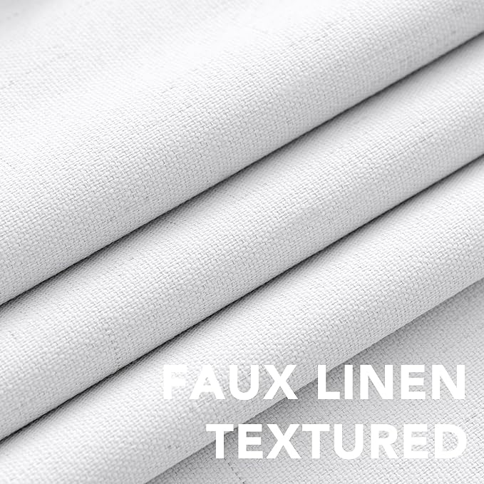 H.VERSAILTEX 100% Blackout Curtains for Bedroom Thermal Insulated Linen Textured Curtains Heat and Full Light Blocking Drapes Living Room Curtains 2 Panel Sets, 52x84 - Inch, Pure White