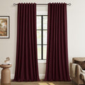 Guken 100% Blackout Curtains 90 Inch Length 2 Panels Set for Living Room Bedroom Back Tab Thermal Insulated Black Out Linen Drapes Room Darkening Window Curtains 90 Inches Long,Burgundy