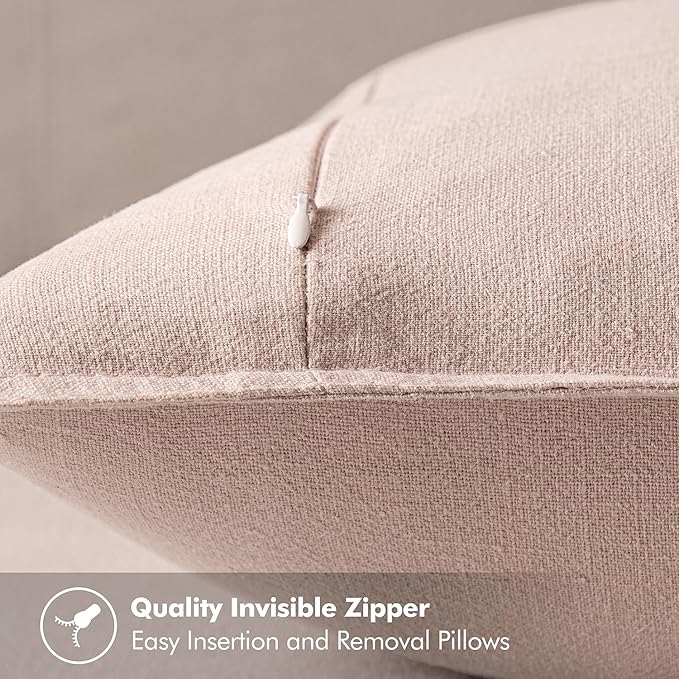 MIULEE Decorative Linen Euro Sham Pillow Covers 26x26 Light Pink Boho Farmhouse Neutral Valentine Spring Couch Throw Pillows for Bed Pack of 2 Accent Modern Pillowcase Sofa Livingroom Home Decor