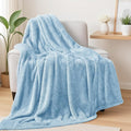 Exclusivo Mezcla Plush Fuzzy Fleece Throw Blanket Extra Large, Super Soft, Fluffy and Warm Blankets for Couch, Bed, All Season (Light Blue, 50x70 inches)