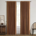 MIULEE 100% Blackout Linen Curtains for Bedroom, Brown Solid Luxury Decor Thermal Insulation Room Darkening Drapes for Living Room Nursery Back Tab Rod Pocket 42 x 72 Inches, 2 Panels