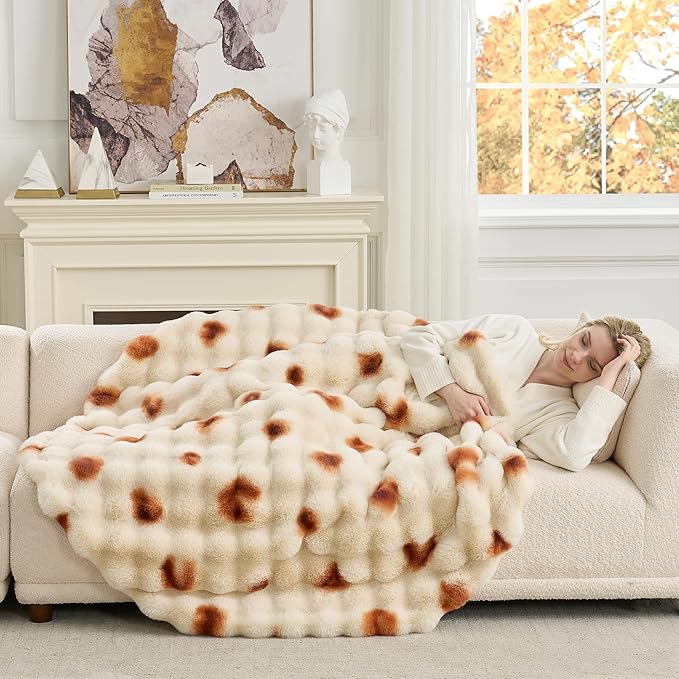 Cozy Bliss Burrito Faux Fur Throw Blanket for Couch, Fuzzy Soft Plush Thick Tortilla Bubble Blanket for Sofa Bedroom, Taco Food Blanket Funny Birthday Gift, 60 Inches