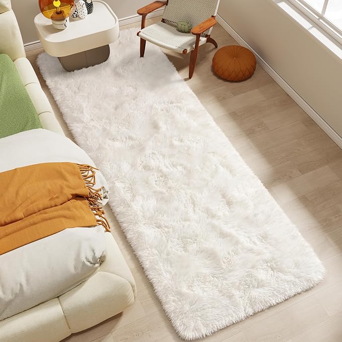 LOCHAS Ultra Soft Indoor Modern Area Rugs 2x8, Fluffy Living Room Carpets for Children Bedroom Home Decor Nursery Rug, Cream