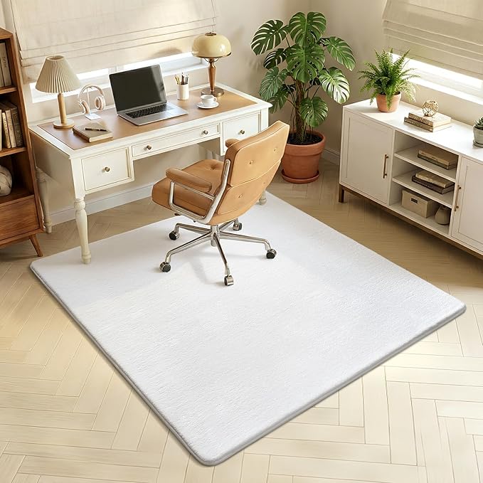 Amearea 4x4 Square Area Rugs for Bedroom Living Room, Modern White Thickened Memory Foam Rug, Fluffy Indoor Washable Rug Non Slip Minimalist Carpet for Entryway Kids Boys Girls Dorm Nursery Room Decor