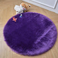 duduta Purple Faux Sheepskin Round Rug 4x4 ft, Fluffy Shag Fur Bedroom Nursery Kids Playroom Rug Dorm Decor Non Slip Washable