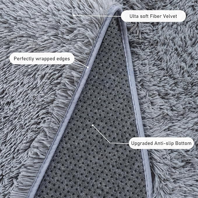 Rugs for Living Room 8x10, Soft Shaggy Modern Shag Area Rug for Bedroom, Upgrade Non-Slip Plush Fluffy Carpet for Kids Boys Girls Room Home Decor Aesthetic, Grey