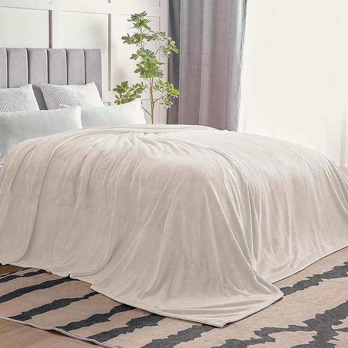 BEDELITE Big Fleece Blanket 120" x 120" (10' x 10'), Super Soft Fluffy Fuzzy Oversized King for Bed, Couch, Sofa, Camping, Extra Large Blanket Fits Your Whole Family, Beige
