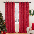 Deconovo Blackout Curtains, Christmas Red Curtain, Thermal Insulated Noise‑Reduced Drapes, Wave Line Dot Foil Print, 52 x 108 Inch Long, 2 Panels, Machine‑Washable Window Curtain for Party Living Room