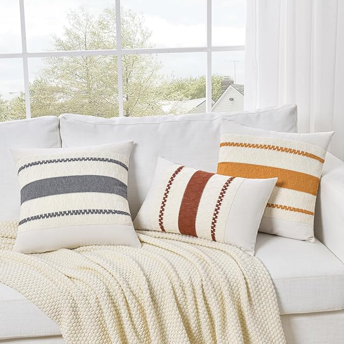 Fancy Homi Set of 1 Mustard Yellow Fall Lumbar Decorative Throw Pillow Cover 12x20 Inch for Couch Bed Sofa, Autumn Halloween Thanksgiving Home Decor, Soft Cotton Cushion Case, Women Teen Girls Gift