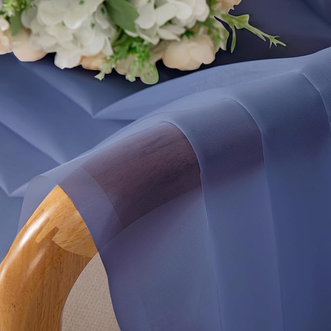 Chyhomenyc Sheer Valances for Windows 2 Pack, Small Window Curtains for Living Room Bathroom Laundry Basement, Modern Top Dual Rod Pocket Voile Curtain, 42W x 14L inches, 2PCS, Royal Blue