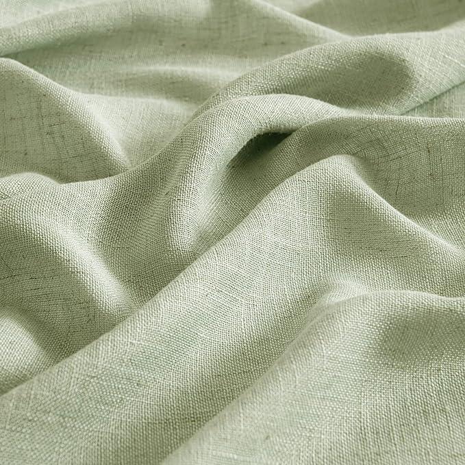 MIULEE Sage Green Linen Curtains 84 Inch Length for Bedroom Living Room, Soft Thick Linen Textured Window Drapes Semi Sheer Light Filtering Back Tab Rod Pocket Burlap Look, 2 Panels, 37x84 Inches
