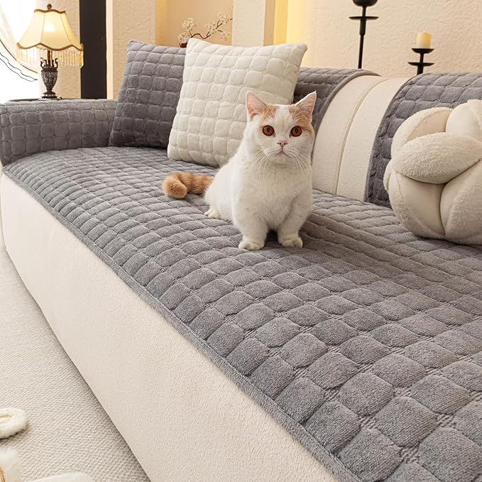 Velvet Couch Covers for Dogs, Dog Sectional Couch Covers, Pet Couchs Cover for 2-3 Seater, Couchs Protector for Dogs, Sectional Sofa Cover for Pet Washable(1PC,Dark Grey,27.6"×70.9")