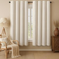 Boho Blackout Curtains 72 Inches Long Beige Linen Blend 2 Panels with Tassels and Cotton Embroidery, Farmhouse Vintage Rustic Rod Pocket Drapes for Living Room or Bedroom