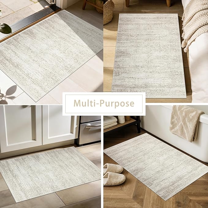 Washable Rugs 2x3 Entryway Area Rugs for Kitchen,Living Room,Bedroom- Small Low Pile Non Slip Throw Rugs for Enterway Bathroom,Vintage Indoor Door Mat for Farmhouse Home Office Decor