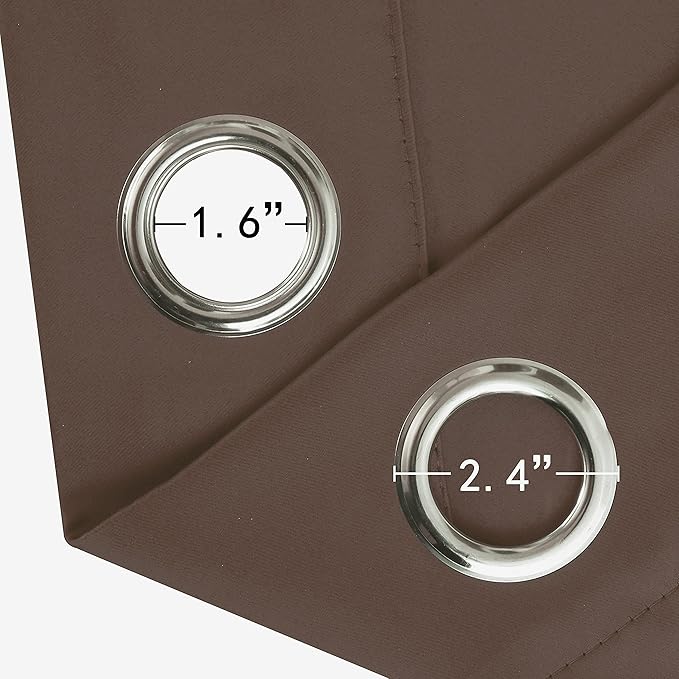 LEMOMO Chocolate Brown Thermal Blackout Curtains/38 x 84 Inch/Set of 2 Panels Room Darkening Curtains for Bedroom