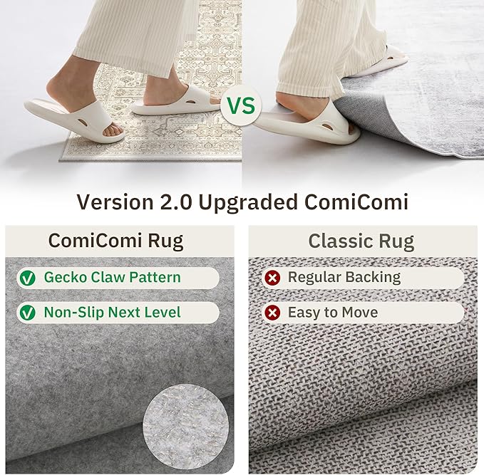 Washable 2x3 Entryway Area Rug - Small Non Slip Vintage Kitchen Runner Rugs Indoor Entrance Soft Neutral Stain Resistant Bathroom Mat Farmhouse Carpet for Bedroom Living Room Entry Laundry 2'x3' Beige