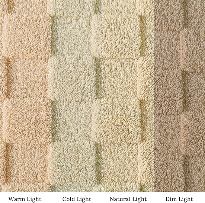 Exclusivo Mezcla King Size Flannel Fleece Blanket, Super Soft and Warm Lightweight Checkered Pattern Blankets for All Seasons, 90x104 Inches, Beige