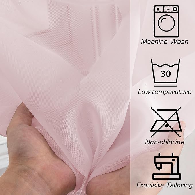 OWENIE Sheer Curtain 72 Inches Long 2 Panels Set, Elegant Airy Transparent Rod Pocket Sheer French Door Curtains & Drapes for Living Room Bedroom, Blush Sheer Window Treatments, 42WX72L inch