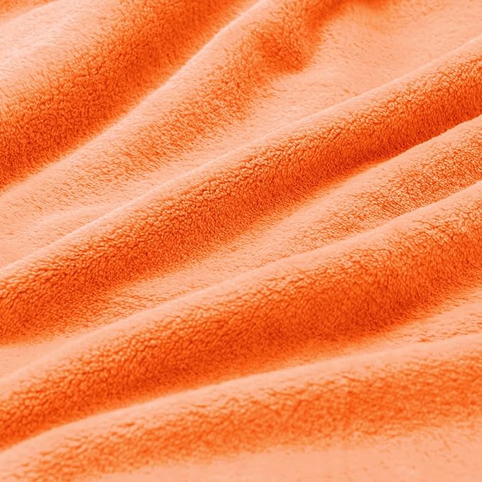 BEDELITE Fleece Blankets Queen Size Orange Throw Blankets for Bed, Luxury Plush Cozy Fuzzy Blanket 90x90 inches, Super Soft & Warm Blankets for All Seasons