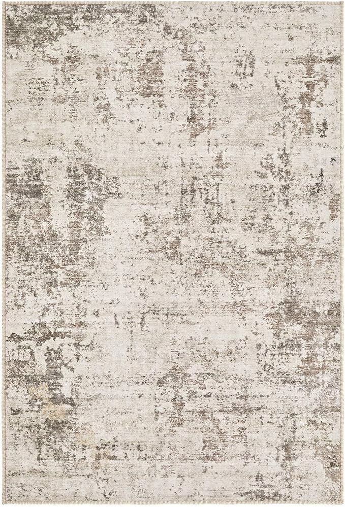 UERMEI 2x3 Entryway Area Rug: Washable Neutral Modern Abstract Small Rug - Non-Slip Low Pile Throw Indoor Carpet for Entrance Kitchen Front Door Mat Bathroom Entry Kids Room - Dark Brown