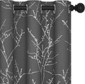Deconovo Blackout Curtains Grey, Thermal Insulated Soundproof Drapes, Silver Branch Foil Print, 42 x 63 Inch, 2 Panels, Machine‑Washable Privacy Window Panel for Living Room Bedroom Nursery Office