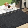 OLANLY Dog Door Mat for Muddy Paws 47x32, Absorbs Moisture and Dirt, Absorbent Non-Slip Washable Doormat, Quick Dry Chenille Mud Mat for Dogs, Entry Indoor Entryway Carpet for Inside Floor, Dark Grey