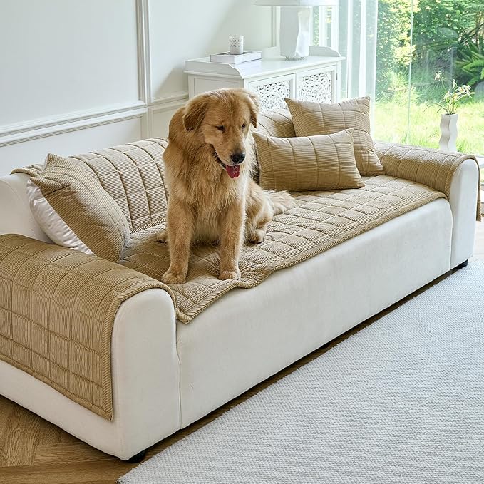 Couch Covers for Dogs Washable, Non Slip Couch Covers for Loveseat Sofa Pet Friendly, Soft Fuzzy Sofa Covers for Pet, Dog Couch Cover Furniture Protector(1PC,Light Brown,27.6"x82.7")