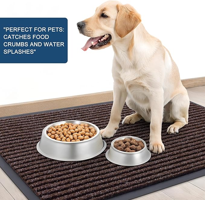 OLANLY Front Door Mat Indoor Outdoor Entrance, Waterproof Heavy Duty Doormat, Fade Resistant, Low Profile, Easy Clean Patio Porch Welcome Floor Mats for Entry, 47x17, Tan