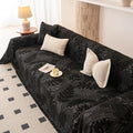 HANDONTIME Washable Couch Covers for Sofa Boho Couch Covers for 3 Cushion Sofa Pet Friendly Black Chenille Jacquard Couch Protector for Dogs Plant Branch Sectional Cover Sofa Slipcovers, 71" X 134"