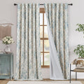 jinchan Blackout Floral Curtains for Living Room Bedroom Linen Blend Curtain Farmhouse Blue Printed with Lined Back Tab Rod Pocket Drapes Window Treatments 2 Panels 96 Inch