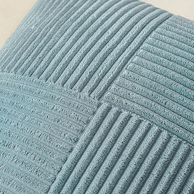 MIULEE Sky Blue Decorative Throw Pillow Covers 20x20 Inch for Couch Bed Sofa Pack of 2 Boho Farmhouse Throw Pillows Soft Cross Corduroy Patchwork Textured Cushion Cases