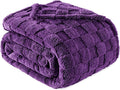Exclusivo Mezcla Twin Size Flannel Fleece Blanket, Super Soft and Warm Lightweight Checkered Pattern Blankets for All Seasons, 60x80 Inches, Purple