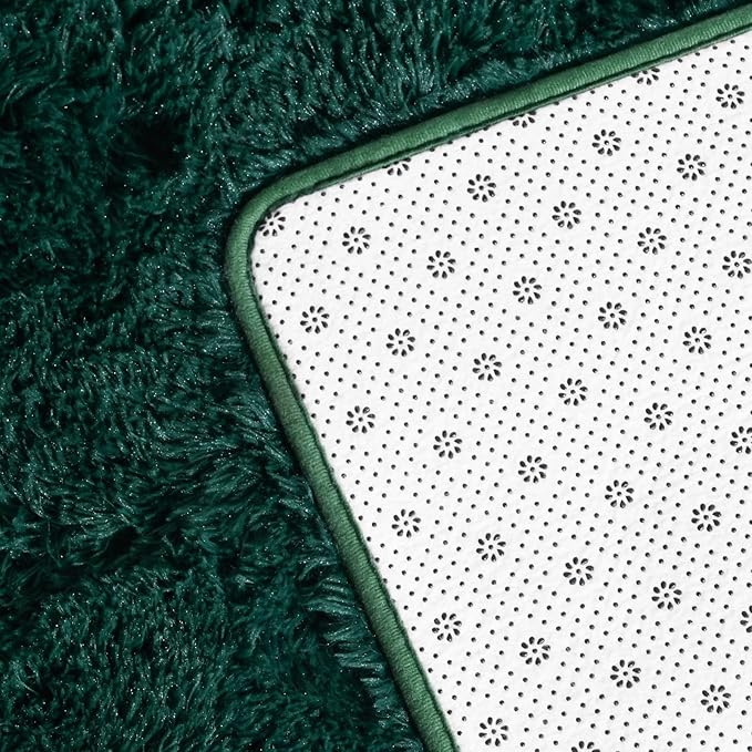 Deerhoo Large Shag Area Rugs 6 x 9, Plush Fuzzy Rugs for Living Room, Ultra Soft Fluffy Furry Rug for Bedroom, Indoor Carpet Nursery Rugs for Kids Room Home Decor, Dark Green