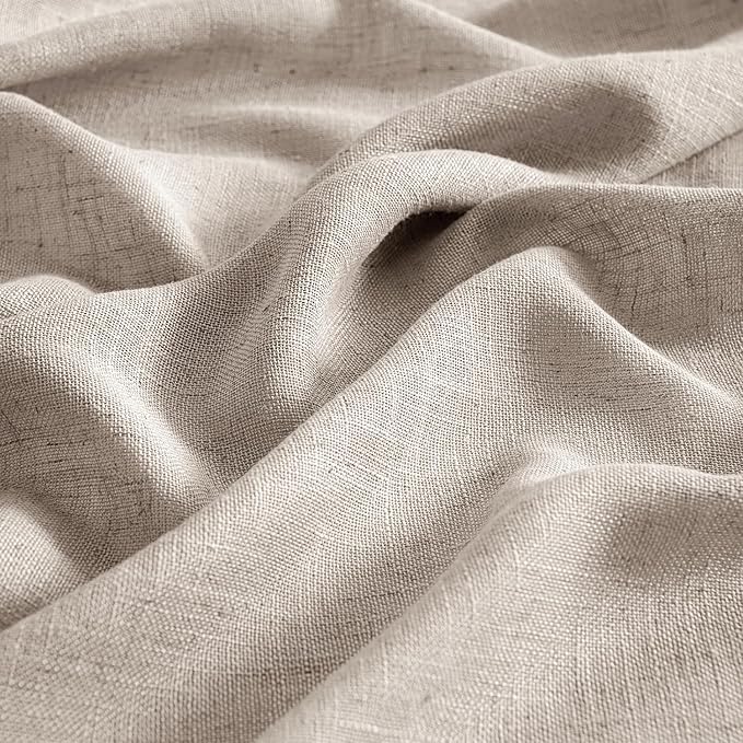 MIULEE Natural Linen Curtains 72 Inch Length 2 Panels for Bedroom Living Room, Soft Linen Textured Window Drapes Semi Sheer Light Filtering Back Tab Rod Pocket Farmhouse Modern Burlap Look Decor