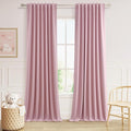 Guken 100% Blackout Curtains 90 Inch Length 2 Panels Set for Living Room Bedroom Back Tab Thermal Insulated Black Out Linen Drapes Room Darkening Rose,52x90