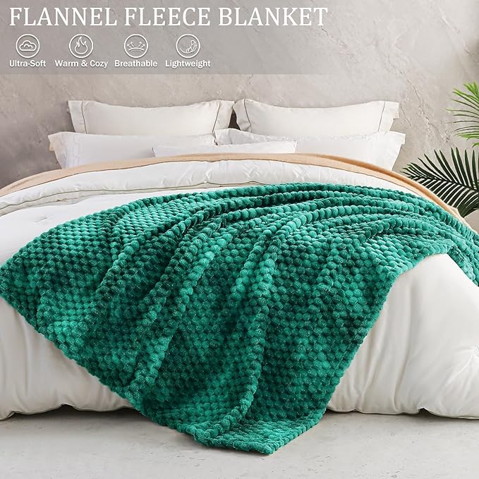 Exclusivo Mezcla Fleece Throw Blanket for Couch, Extra Large Fuzzy Tie-dye Teal Bed Blankets, Soft Cozy Plush Sofa Throws for All Seasons, 50x70 Inches