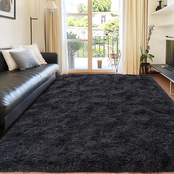 Rugs for Living Room 6x9, Soft Shaggy Modern Shag Area Rug for Bedroom, Upgrade Non-Slip Plush Fluffy Carpet for Kids Boys Girls Room Home Decor Aesthetic, Charcoal Gray