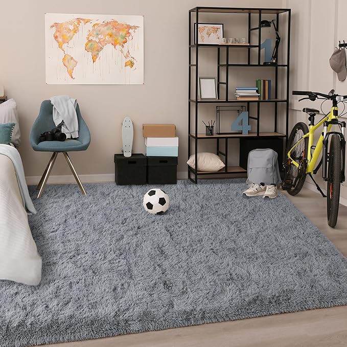 Chicrug Soft Area Rugs for Bedroom Living Room Plush Fluffy Rug 3x5 Feet, Shag Furry Area Rug Carpet Non Shedding for Nursery Children Kids Girls Room Home Decorative, Grey