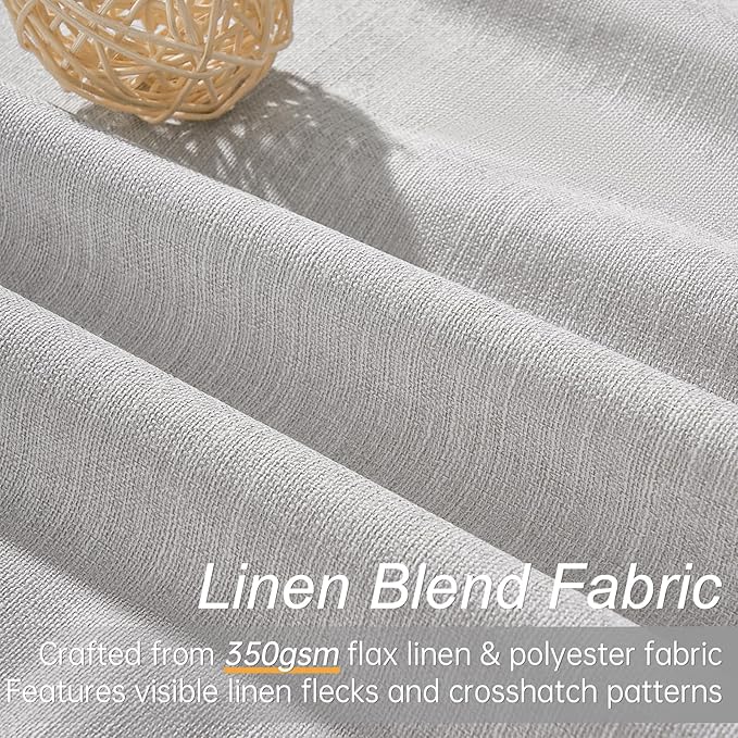 Topfinel 84 Inch Longth 40 Inch Wide 100% Blackout Linen Curtains 2 Panels Set for Bedroom Back Tab Rod Pocket Pleated Thermal Insulated Energy Efficient Grey Beige (40" W x 84" L 2 Panels)